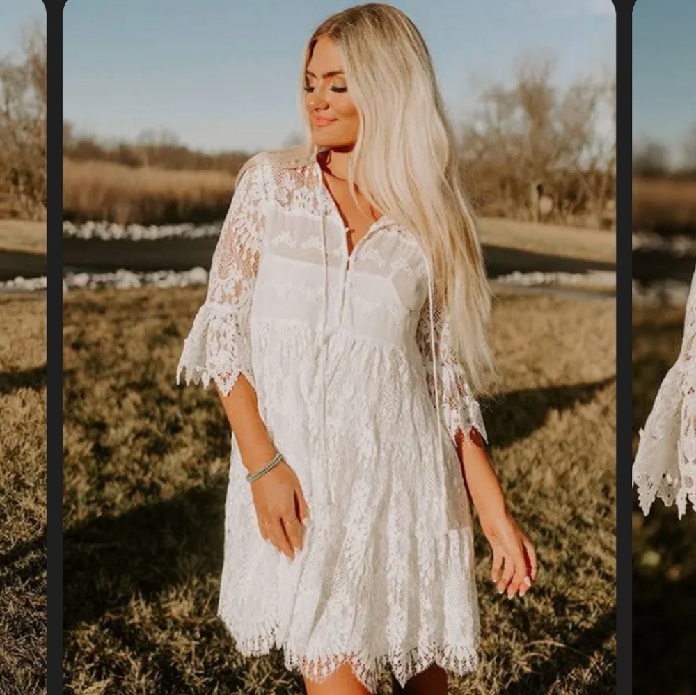 Impressions, white, 1x lace dress